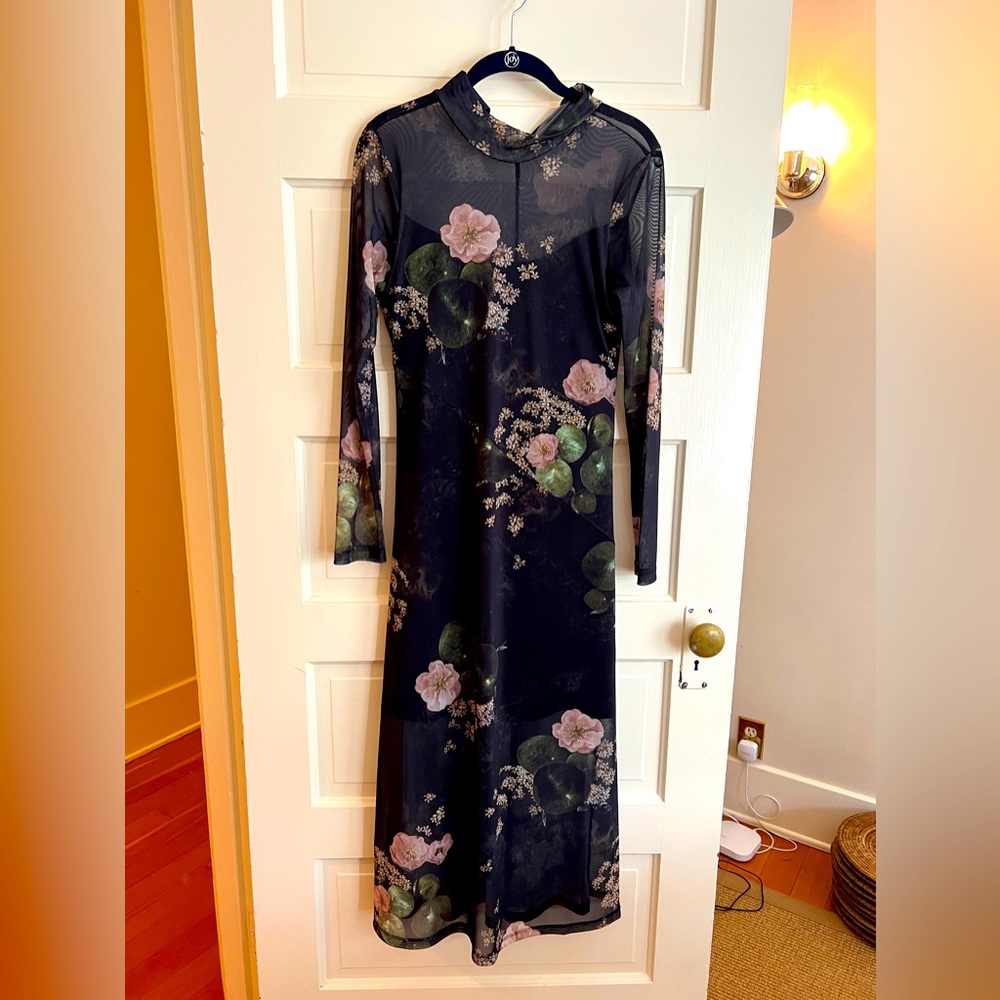 AllSaints Dress - Sheer Floral Midi